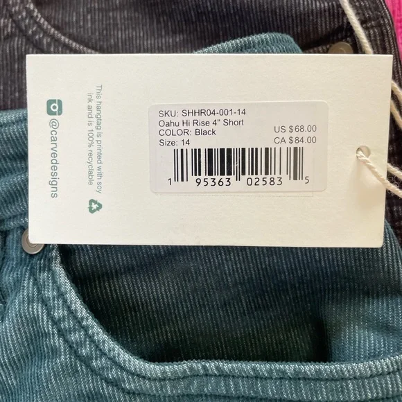 Brand new carve designs colorful jean shorts, pack of 3